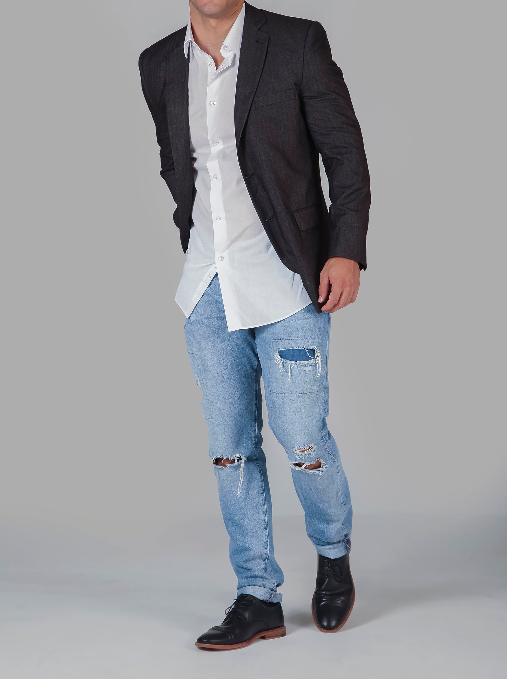 Dark jeans outlet grey blazer